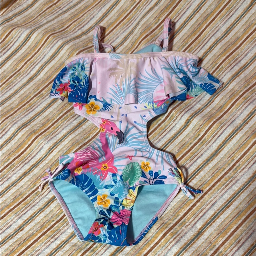 Tropical Floral Kids Swim One Piece